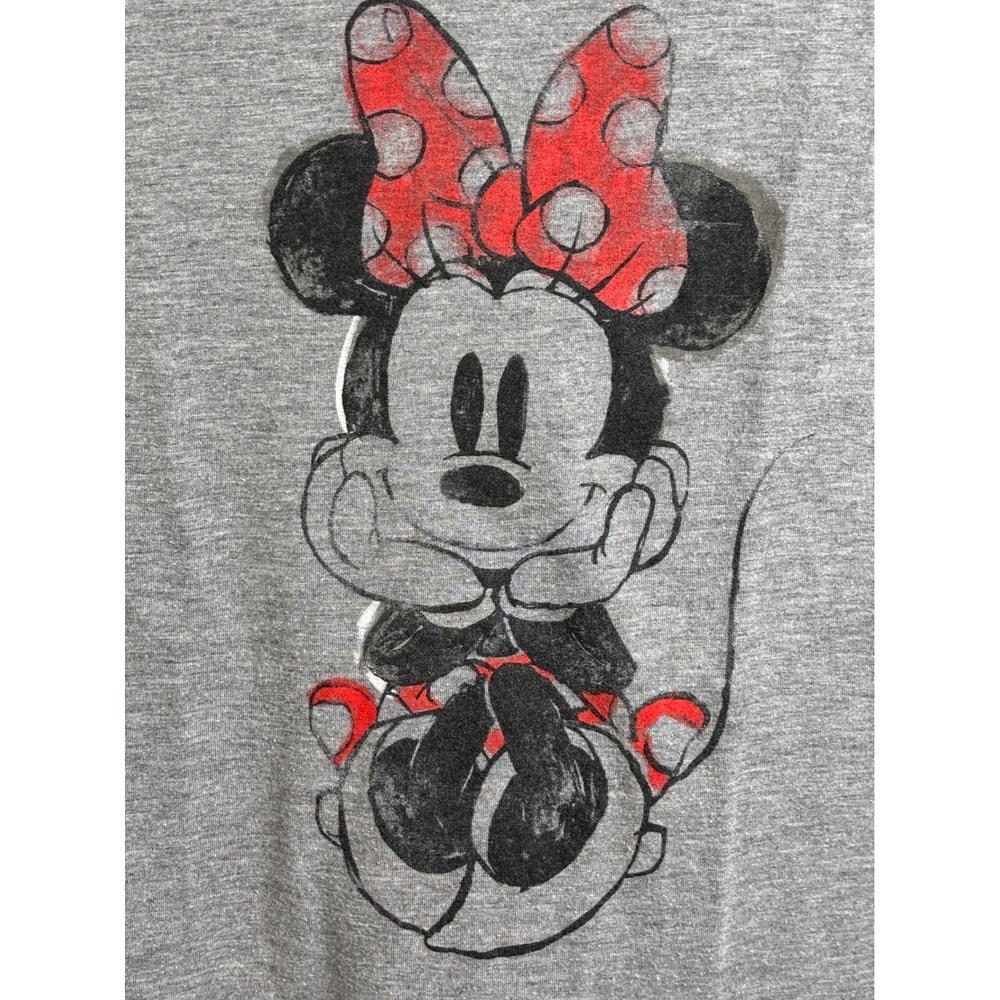 Disney Minnie Mouse Graphic T-Shirt Womens Small Heather Gray Short Sleeve Tee